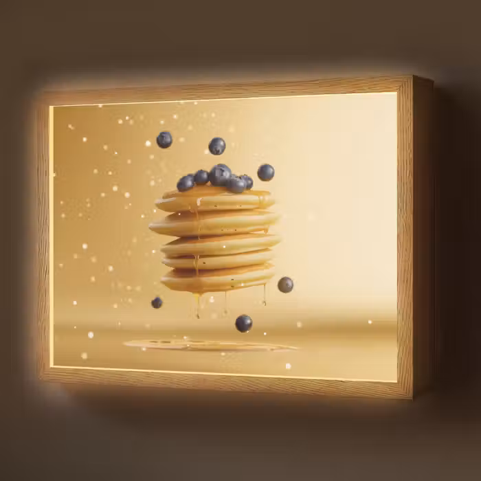 Lightbox - Wandlamp - Pannenkoeken - Eten - Honing - Geel