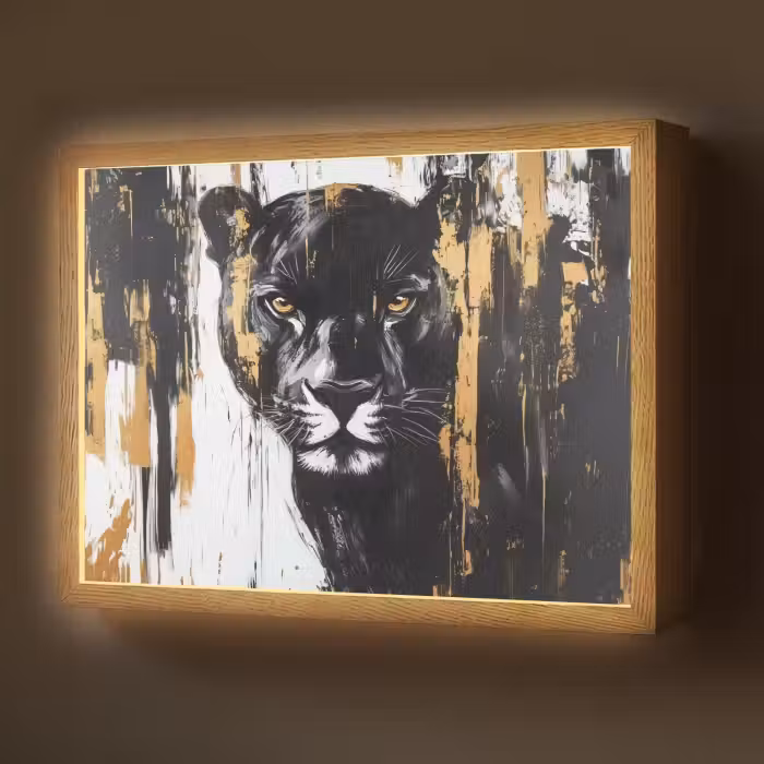 Lightbox - Wandlamp - Panter - Zwart - Abstract - Verfstreken