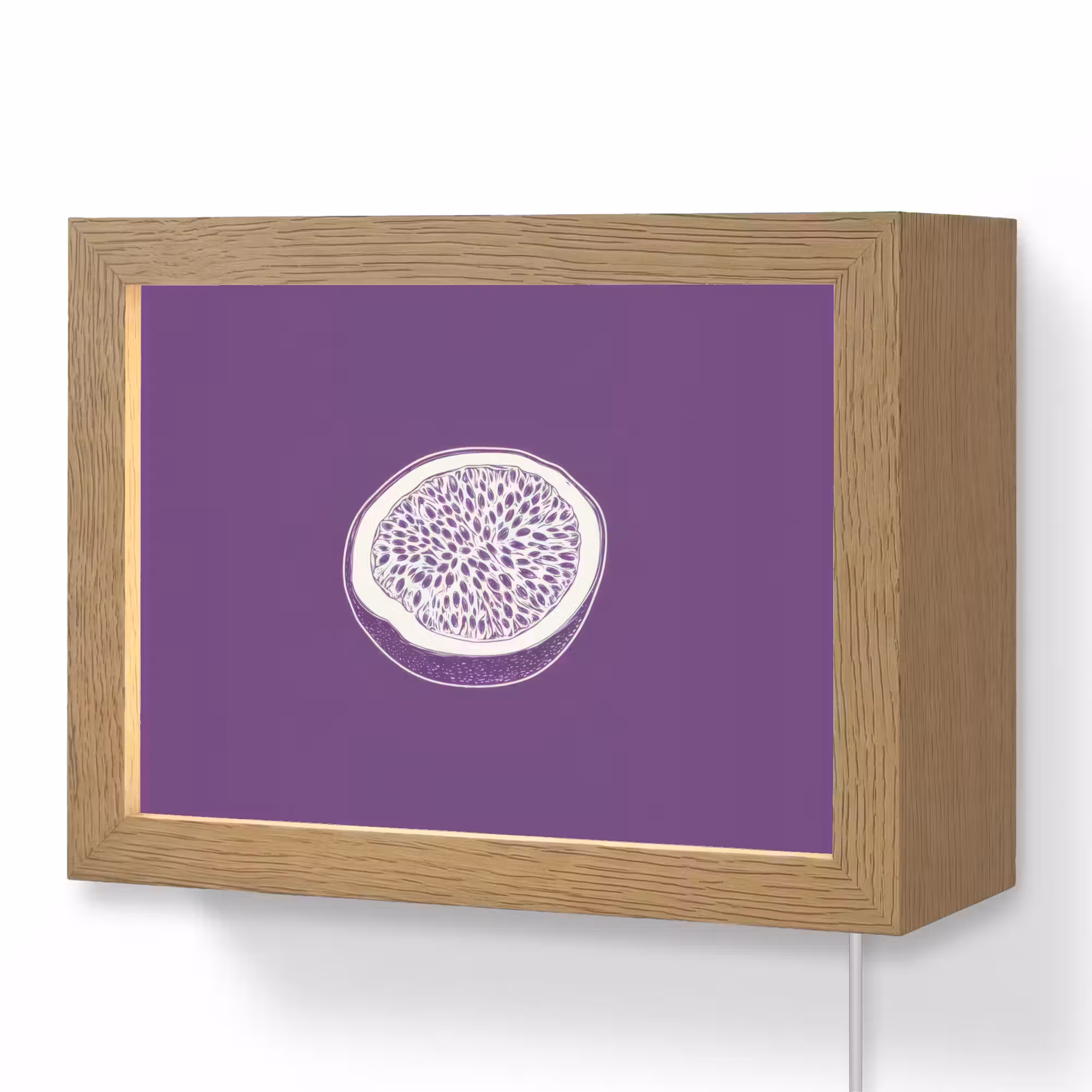 Lightbox - Wandlamp - Passievrucht - Zaadjes - Paars - Minimalistisch