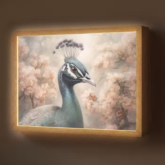 Lightbox - Wandlamp - Pauw - Vogels - Bloemen - Boom - Botanisch