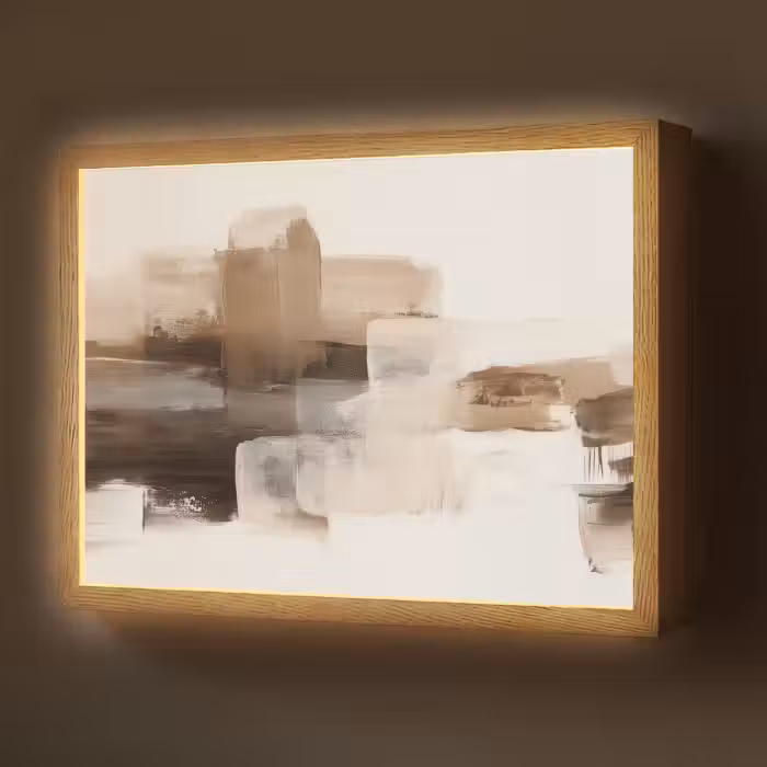 Lightbox - Wandlamp - Penseelstreken - Abstract landschap - Rust