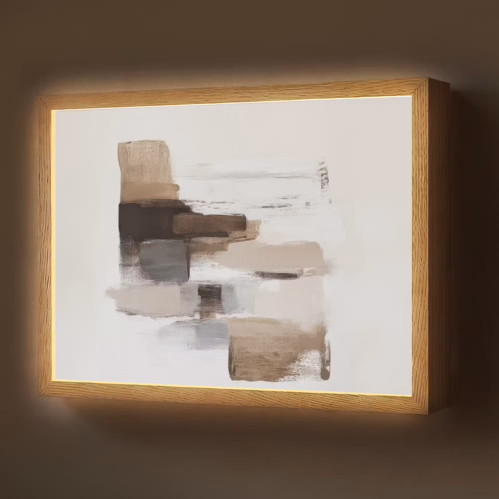 Lightbox - Wandlamp - Penseelstreken - Balans - Beige - Bruin