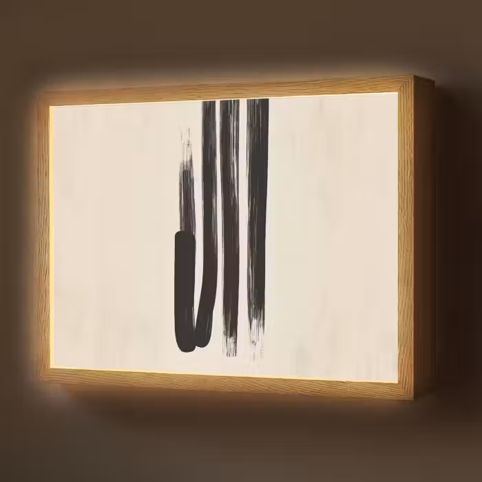 Lightbox - Wandlamp - Penseelstreken - Verticaal - Zwart