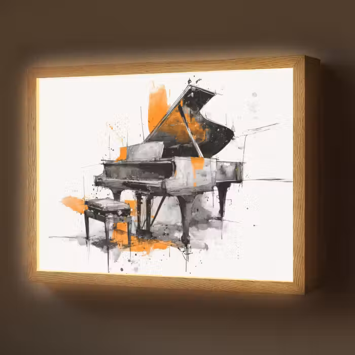 Lightbox - Wandlamp - Piano - Oranje - Zwart - schets lijnen