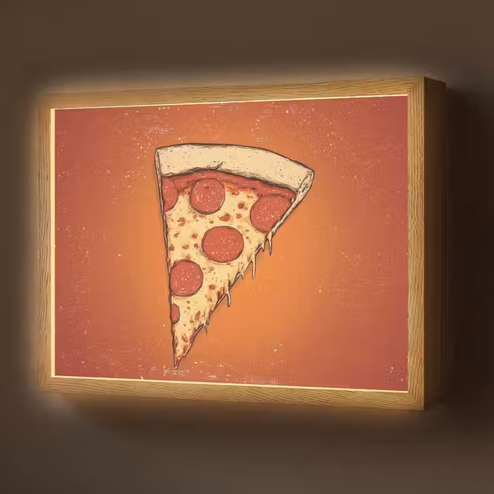 Lightbox - Wandlamp - Pizza - Kaas - Rood - Pepperoni