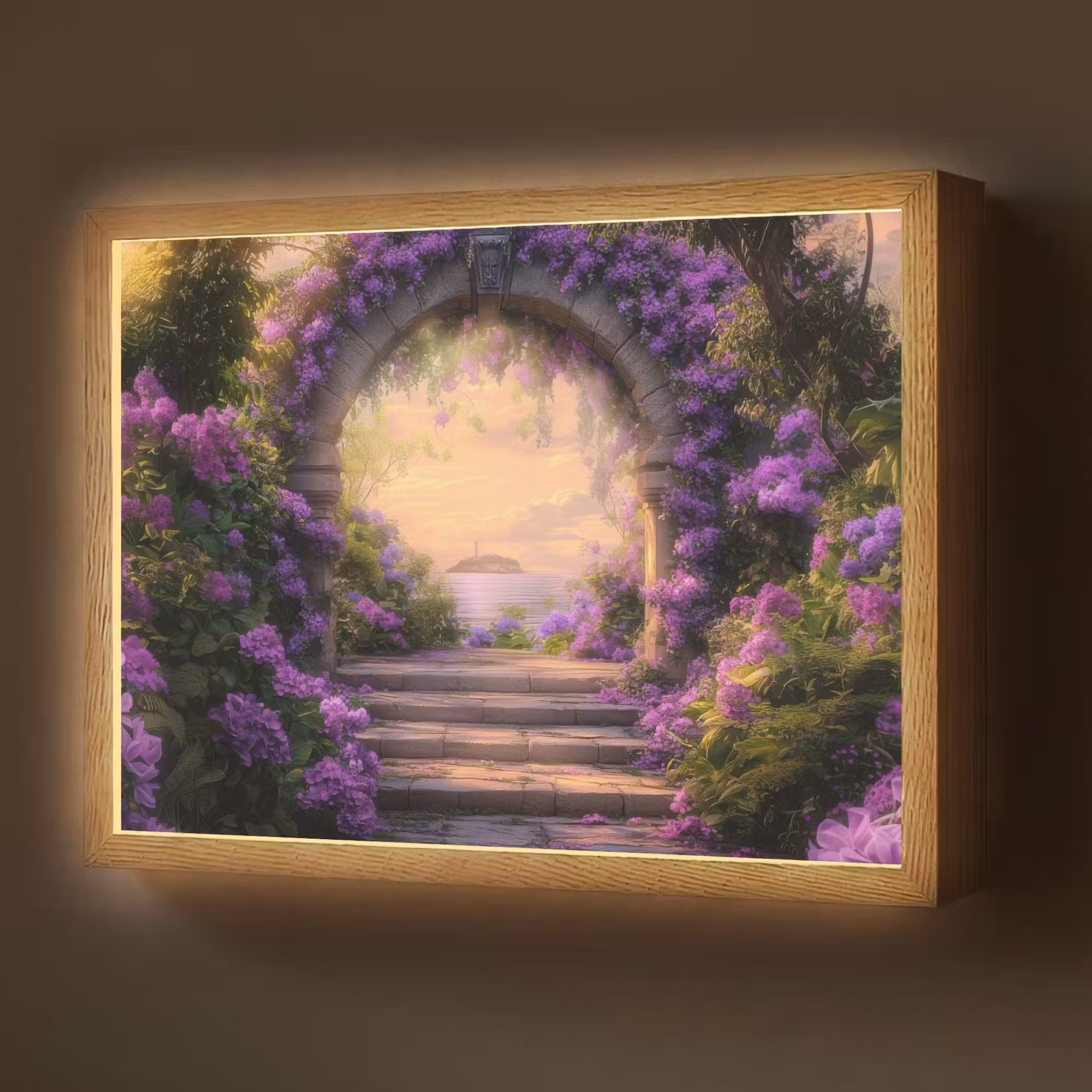 Lightbox - Wandlamp - Poort - Paars - Bloemen