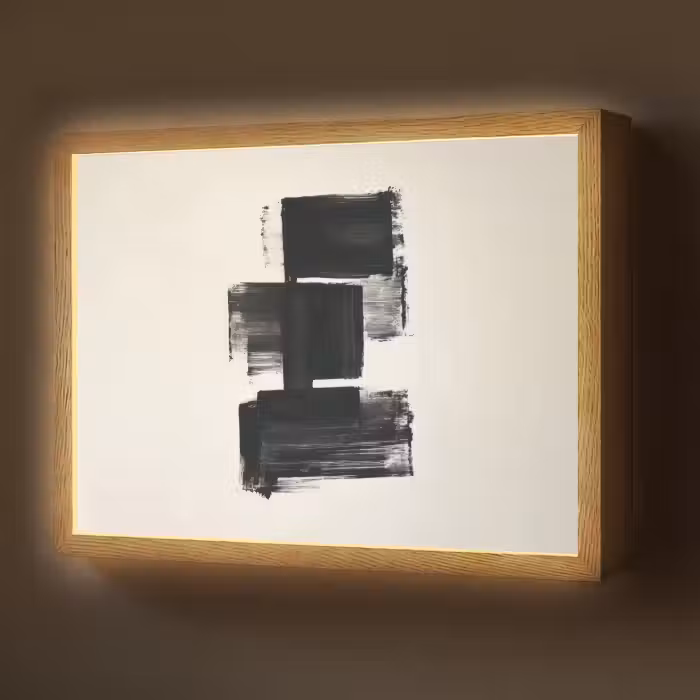 Lightbox - Wandlamp - Rechthoeken - Penseelstreken - Abstract - Zwart