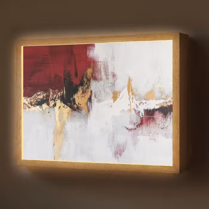 Lightbox - Wandlamp - Rood - Marmer - Abstract - Goud - Modern