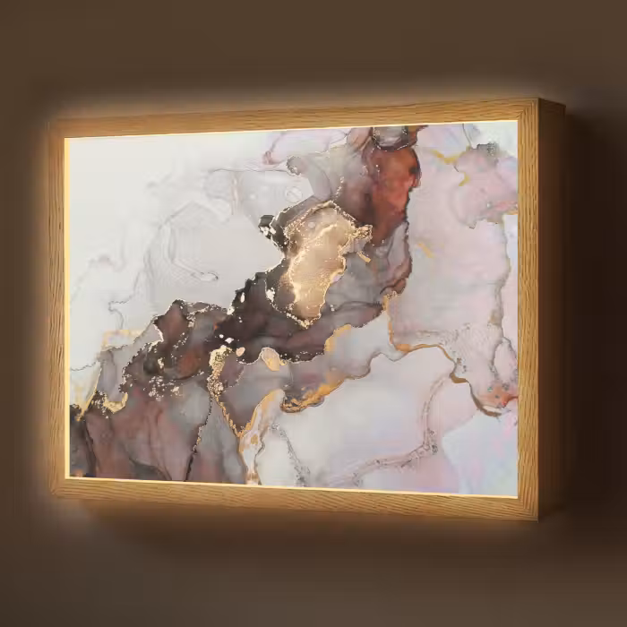 Lightbox - Wandlamp - Rood - Marmer - Goud