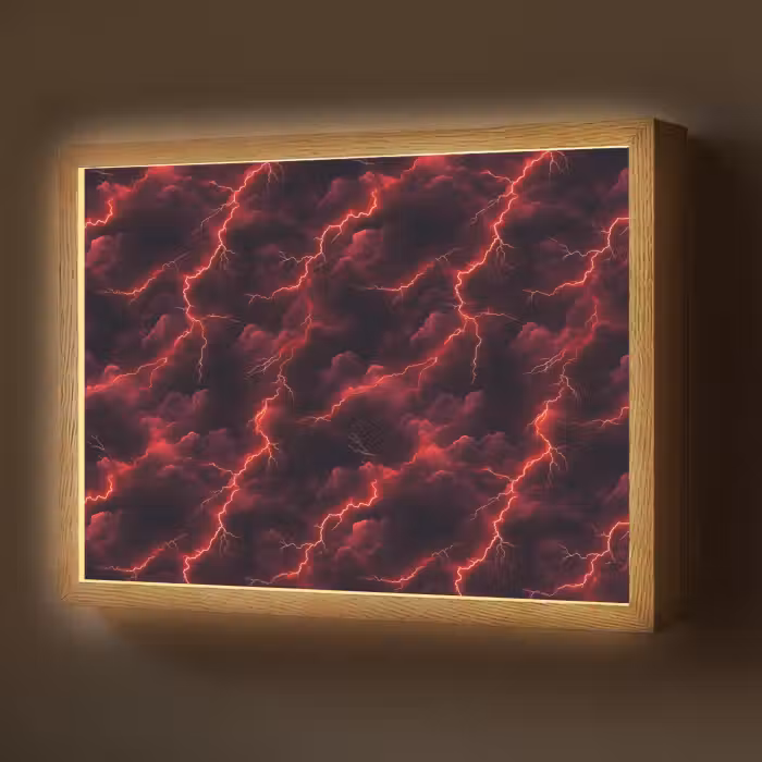 Lightbox - Wandlamp - Rood - Onweer - Bliksem - Wolken