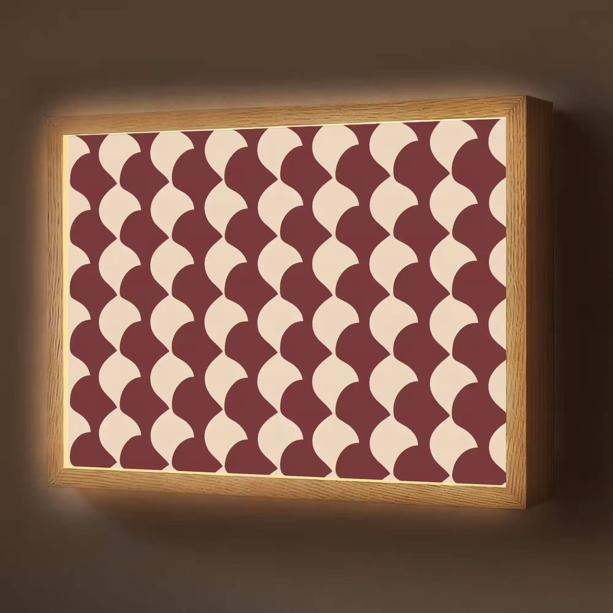 Lightbox - Wandlamp - Rood - Tegelpatroon - Crème