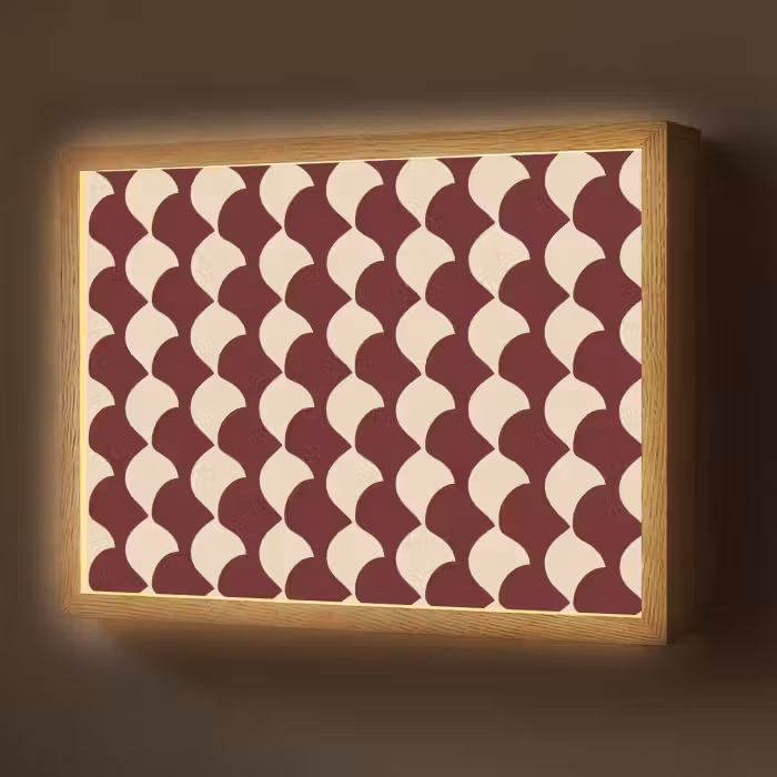 Lightbox - Wandlamp - Rood - Tegelpatroon - Crème