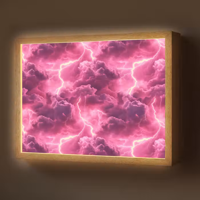 Lightbox - Wandlamp - Roze - Onweer - Wolken