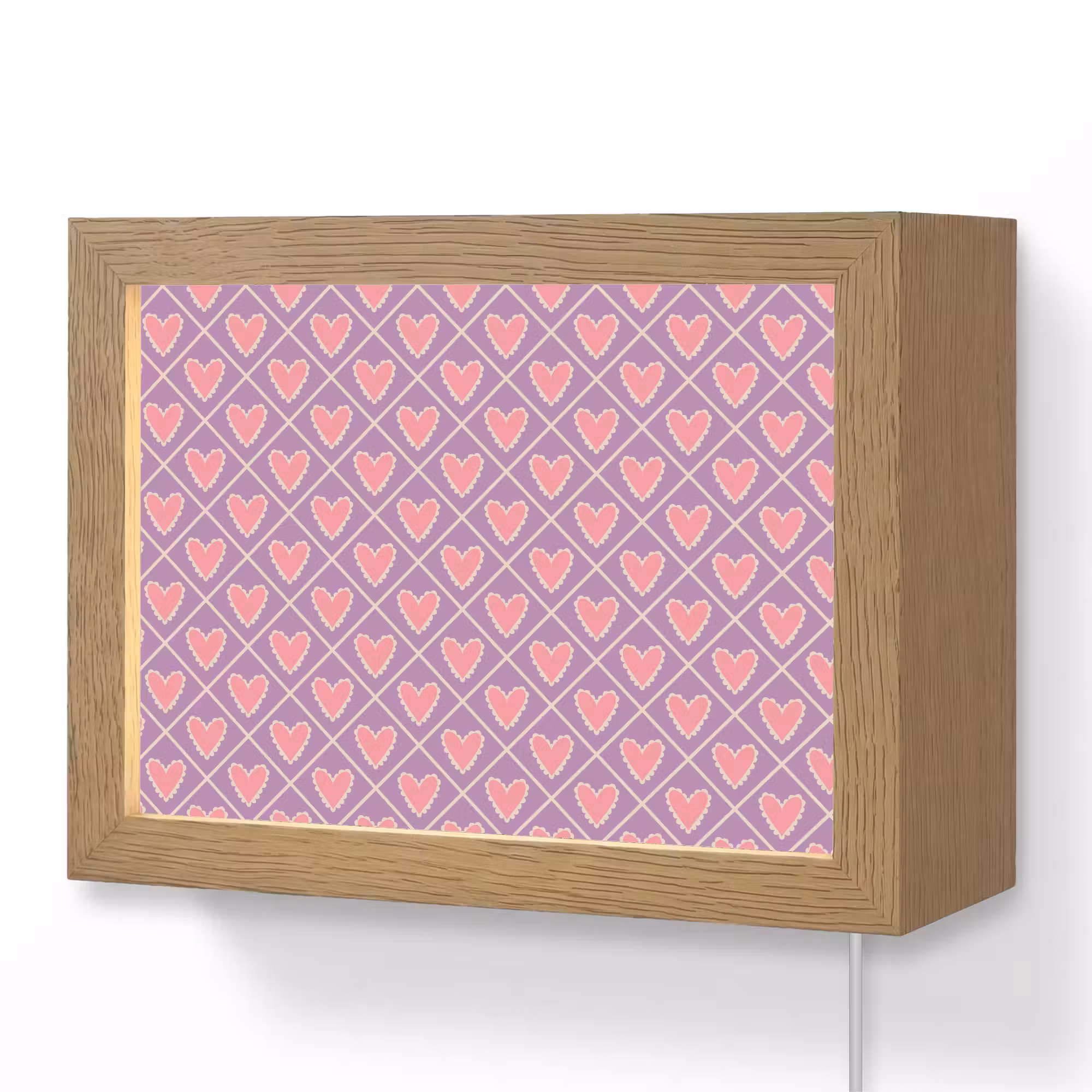 Lightbox - Wandlamp - Ruit - Patroon - Paars - Hartjes