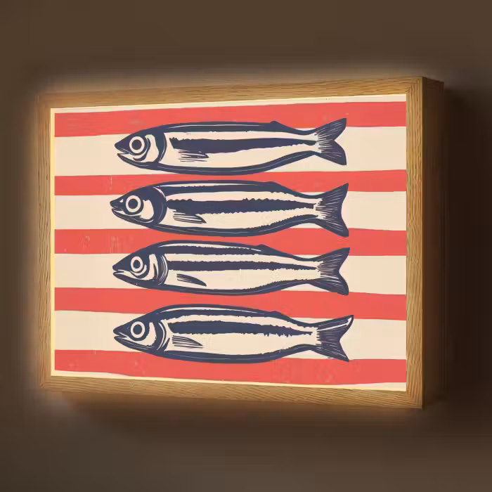 Lightbox - Wandlamp - Sardines - Rood en beige strepen