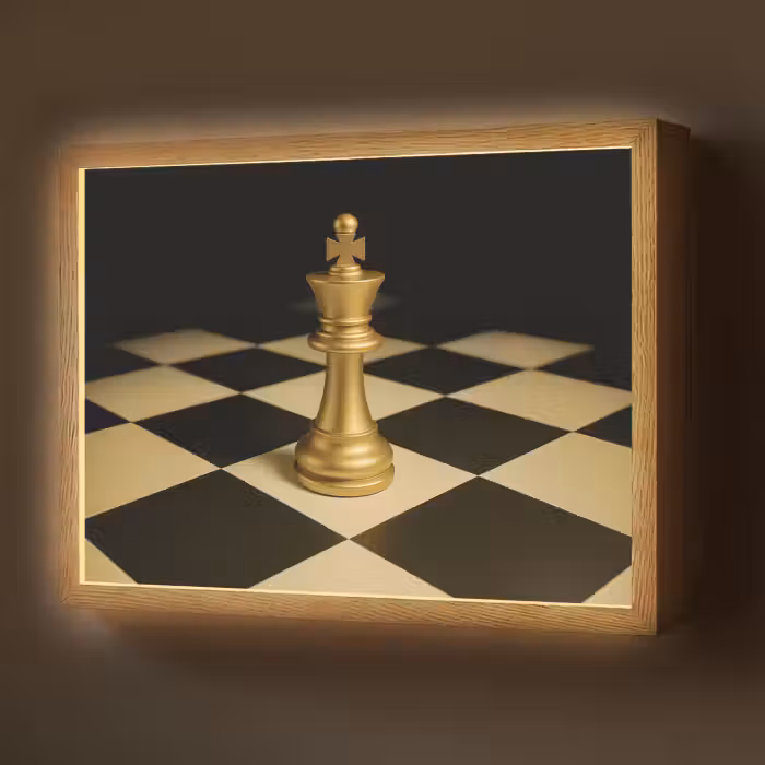 Lightbox - Wandlamp - Schaakstuk - Koning - Schaakbord - Geblokt