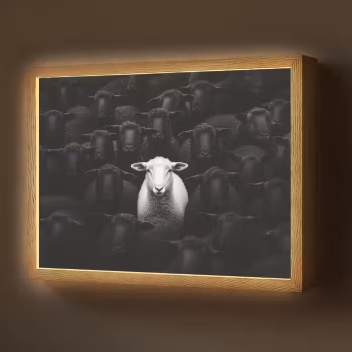 Lightbox - Wandlamp - Schapen - Wit - Duisternis