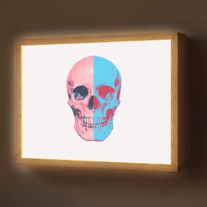Lightbox - Wandlamp - Schedel - Grafisch - Roze - Verdeeld