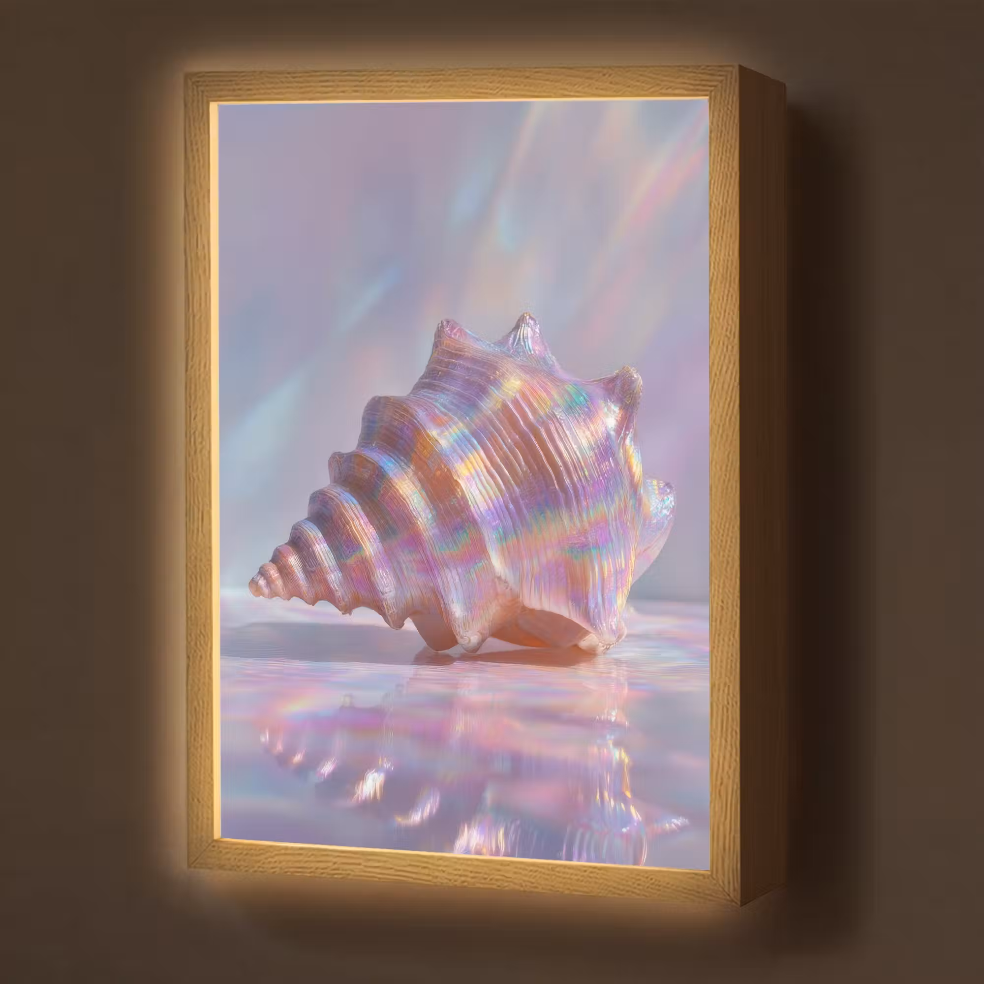 Lightbox - Wandlamp - Schelp - Glanzend - Regenboogtinten