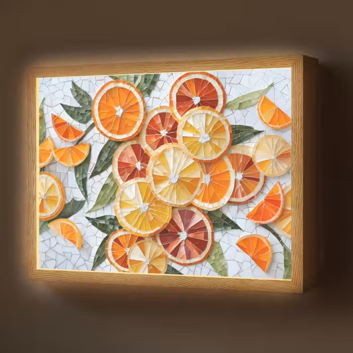 Lightbox - Wandlamp - Schijfjes - Fruit - Oranje - Mozaïek