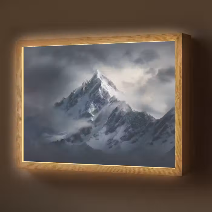 Lightbox - Wandlamp - Sneeuw - Berg - Wolken
