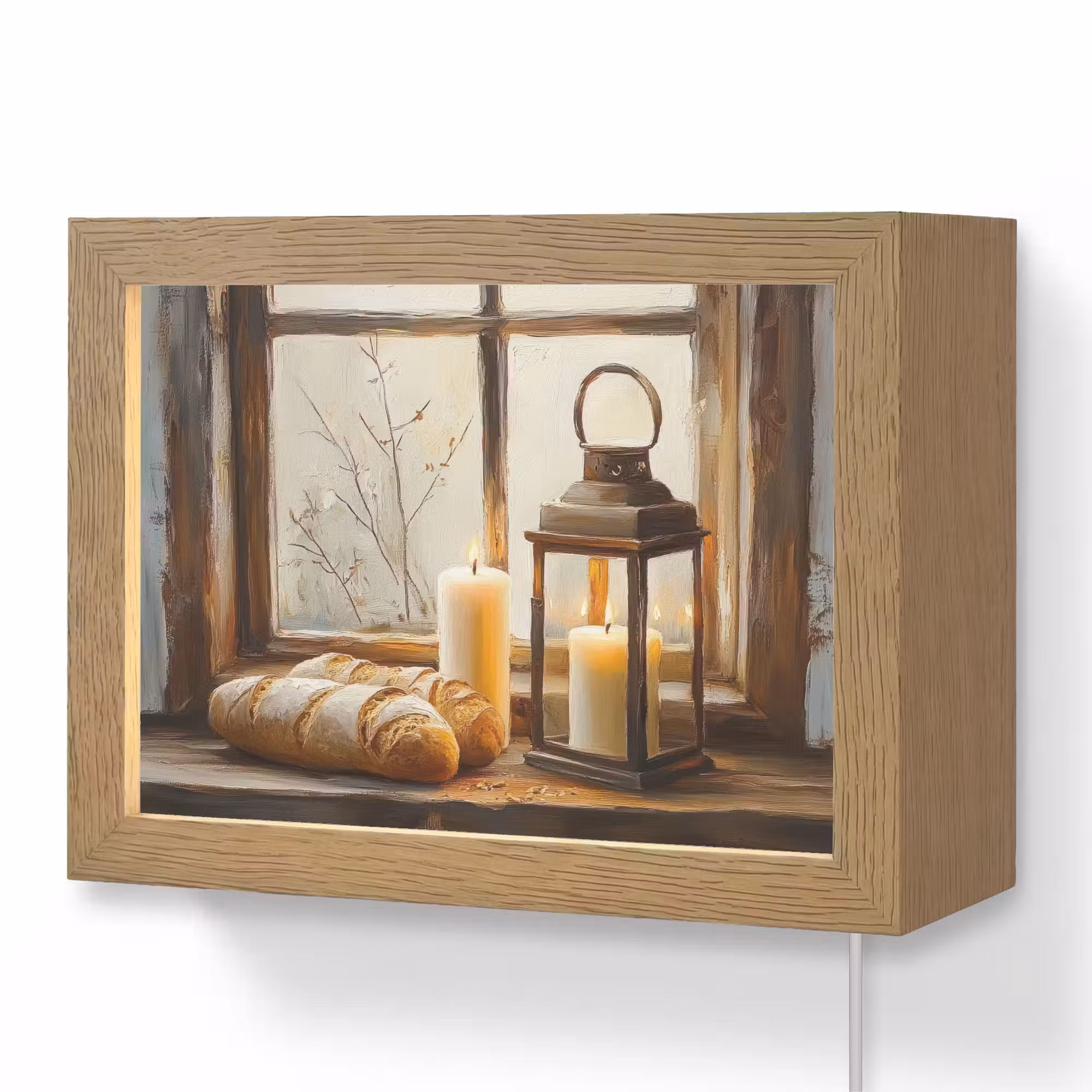 Lightbox - Wandlamp - Stilleven - Rustiek - Kaarsen - Broden - Raam