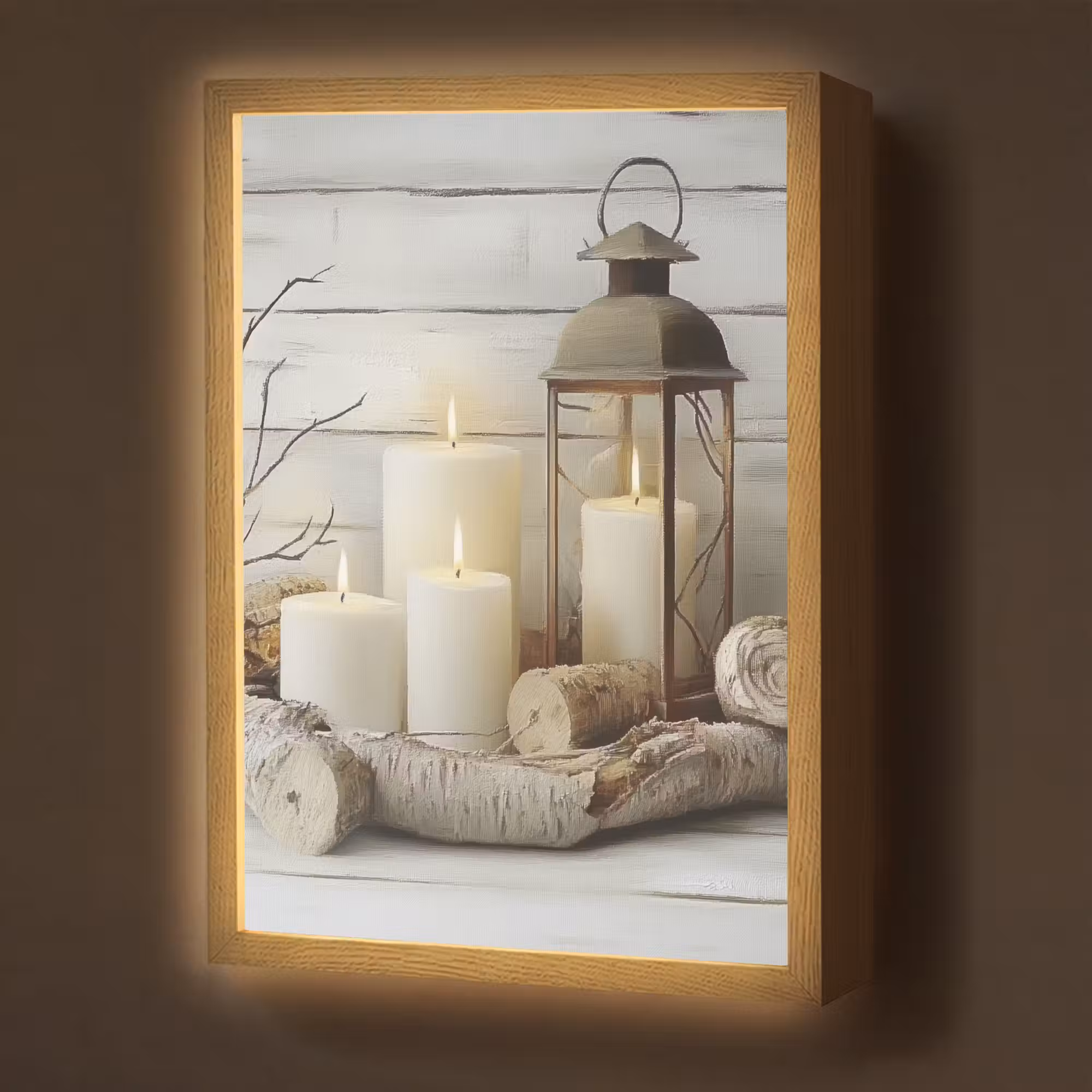 Lightbox - Wandlamp - Stilleven - Wit - Kaarsen - Rustiek - Natuur