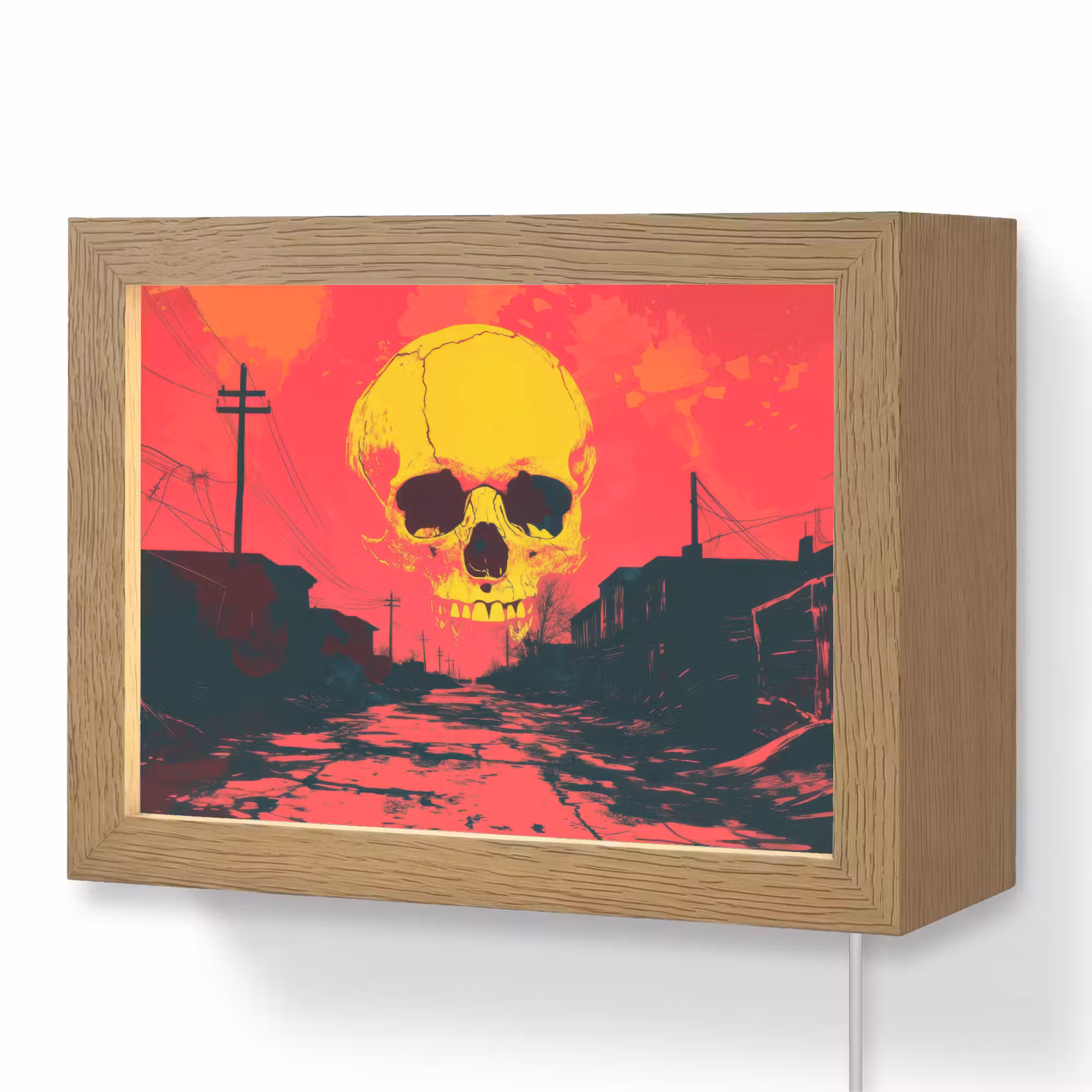 Lightbox - Wandlamp - Straat - Verlaten - Schedel - Geel