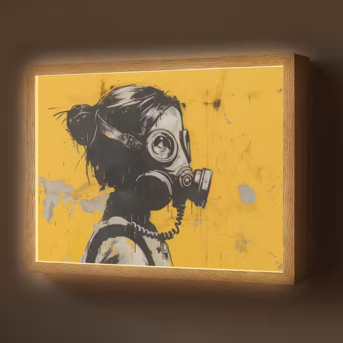 Lightbox - Wandlamp - Street art - Meisje - Geel - Banksy Style