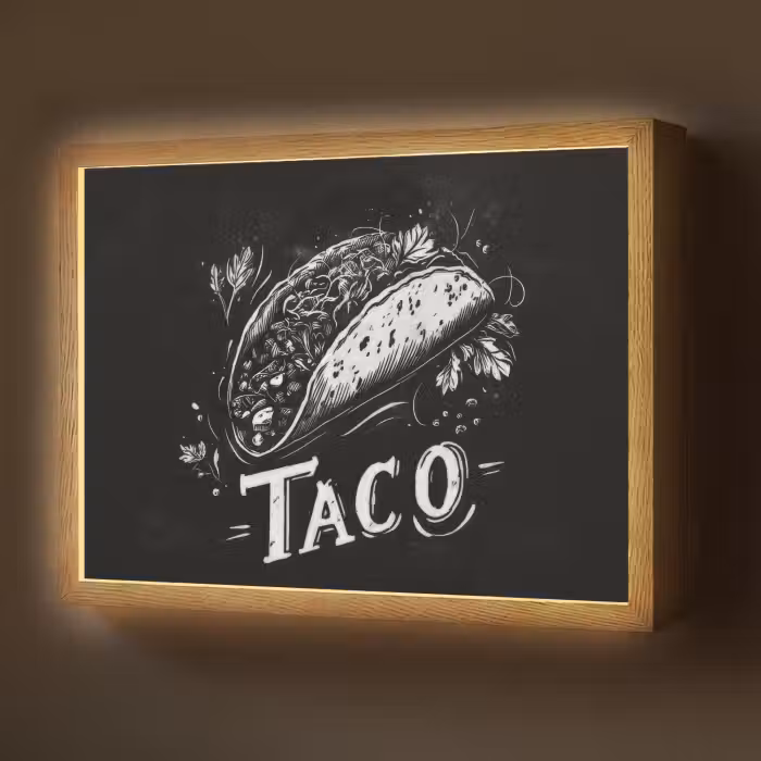 Lightbox - Wandlamp - Taco - Kruiden - Witte krijtstijl - Tekst