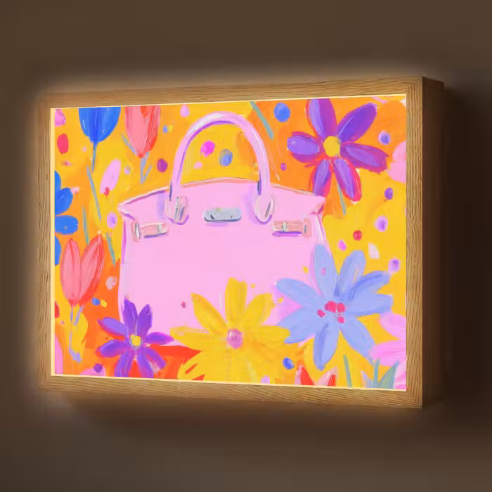 Lightbox - Wandlamp - Tas - Roze - Bloemen