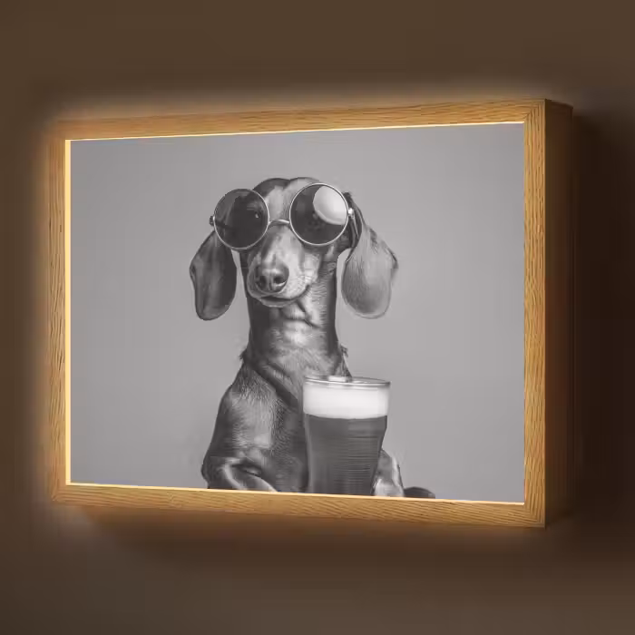 Lightbox - Wandlamp - Teckel - Bier - Glas - Bril