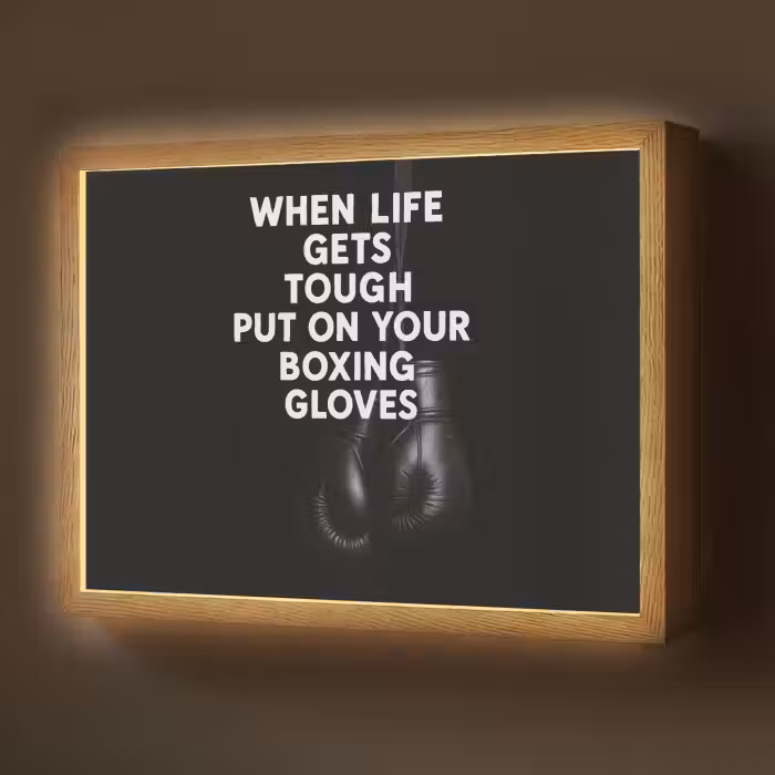Lightbox - Wandlamp - Tekst - Bokshandschoenen - Wit
