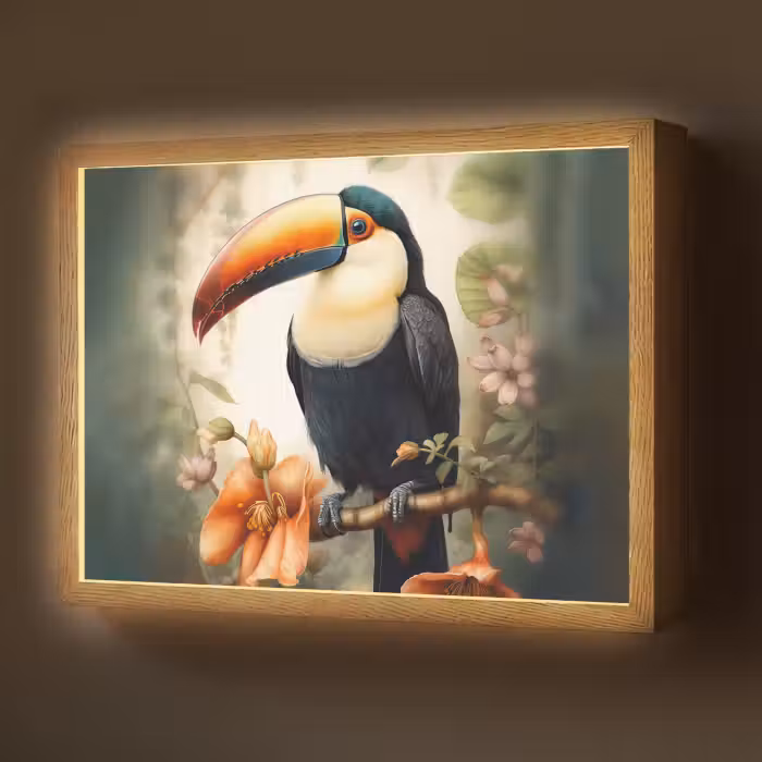Lightbox - Wandlamp - Toekan - Vogel - Bloemen - Planten