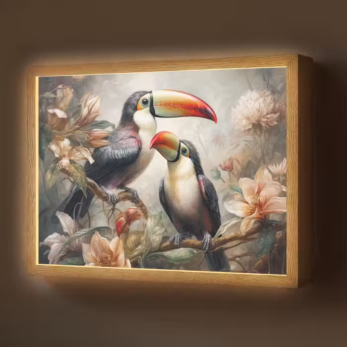 Lightbox - Wandlamp - Toekan - Vogels - Bloemen - Jungle