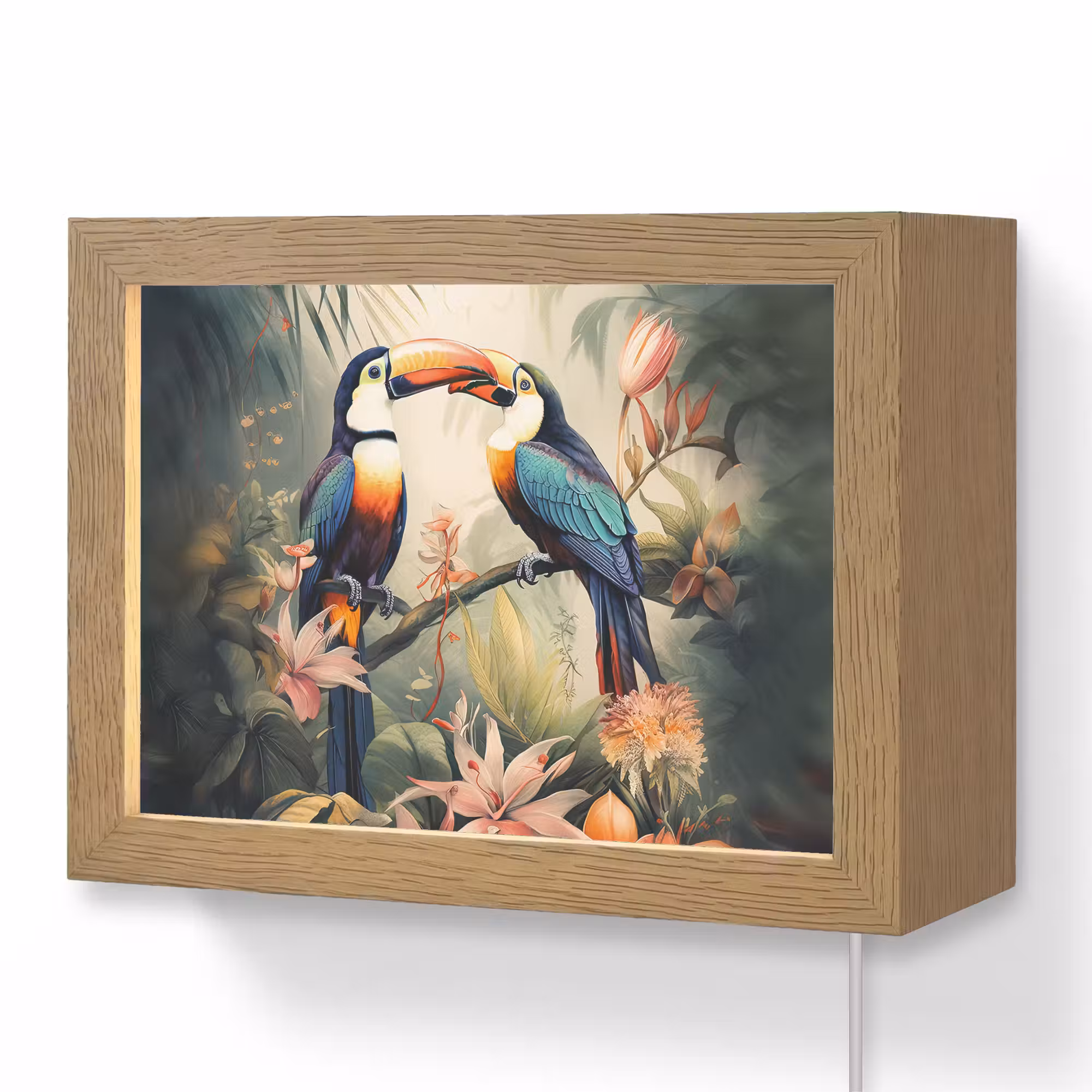 Lightbox - Wandlamp - Toekan - Vogels - Bloemen - Natuur - Jungle