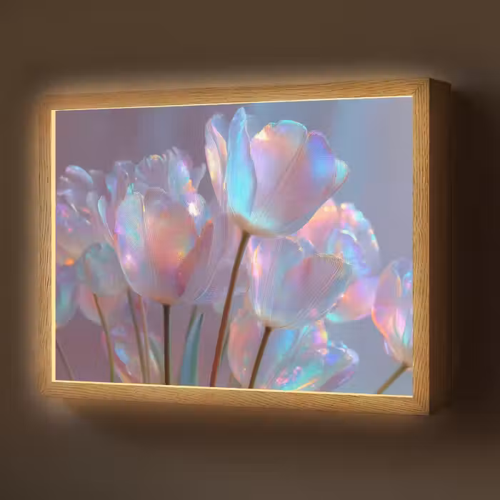Lightbox - Wandlamp - Tulpen - Glazen - Bloemblaadjes - Pasteltinten