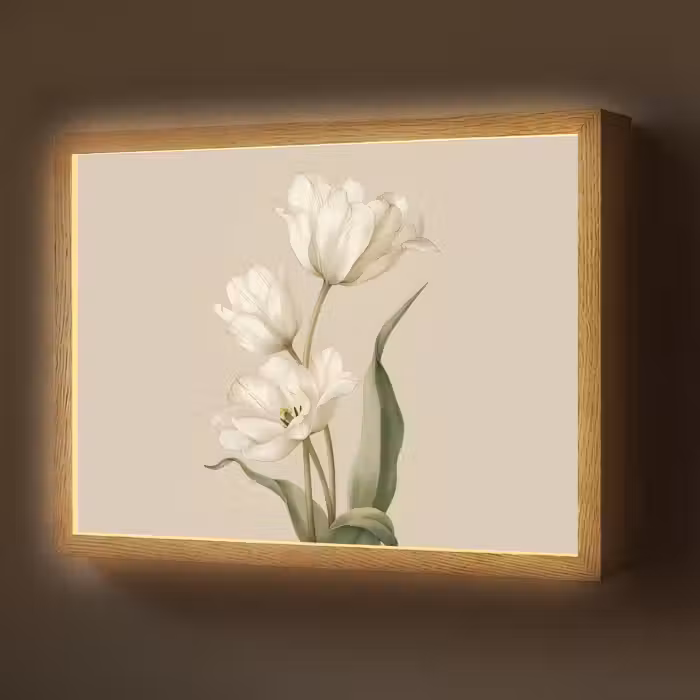 Lightbox - Wandlamp - Tulpen - Wit - Bladeren
