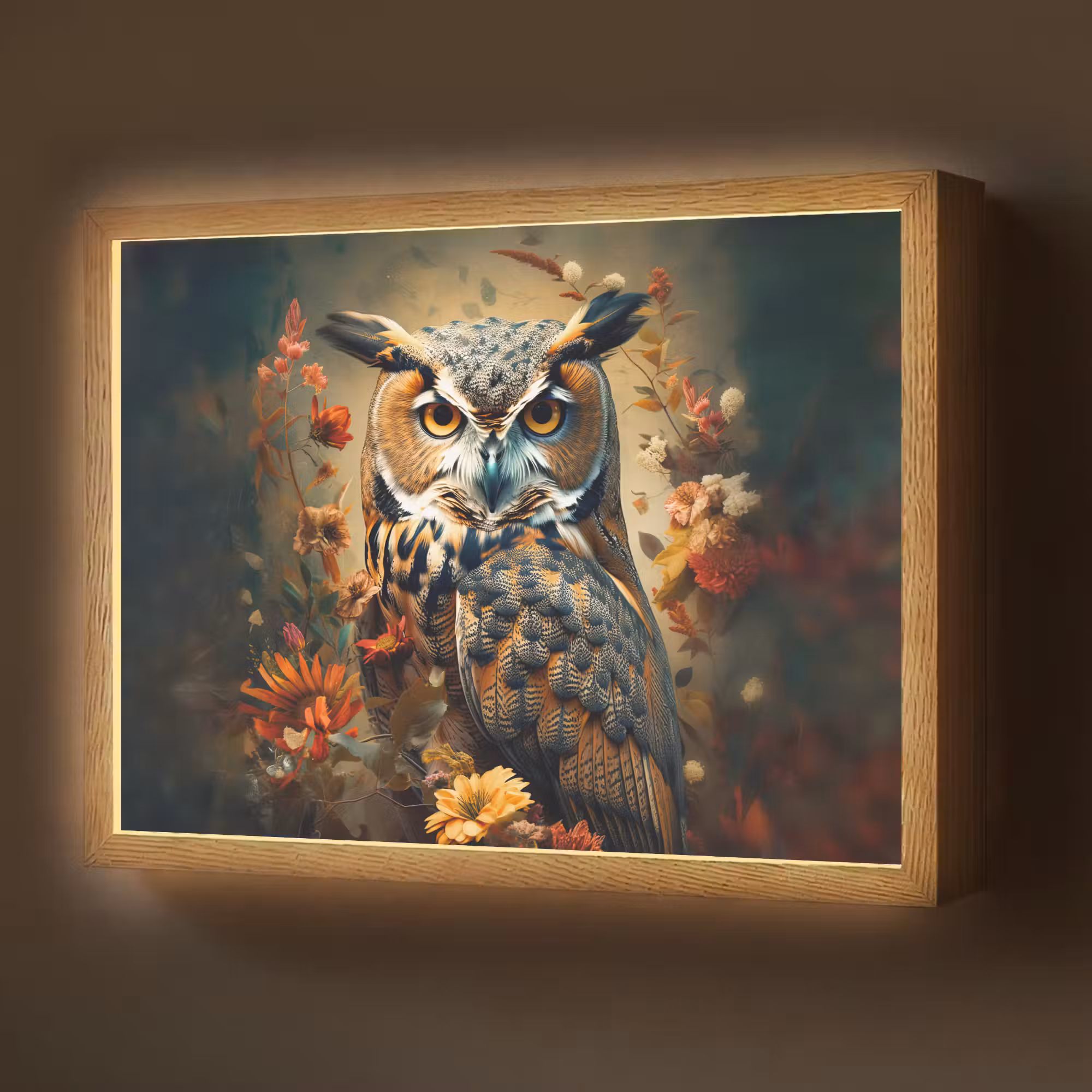 Lightbox - Wandlamp - Uil - Vogel - Bloemen - Planten - Botanisch