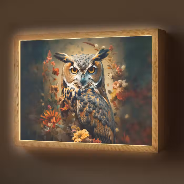 Lightbox - Wandlamp - Uil - Vogel - Bloemen - Planten - Botanisch