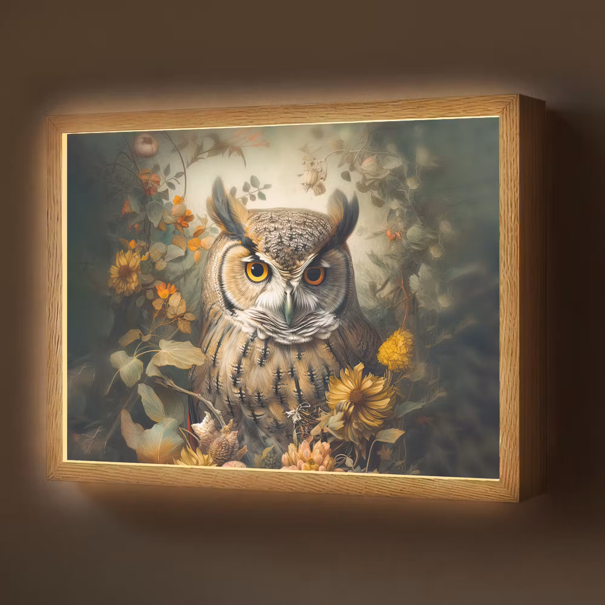 Lightbox - Wandlamp - Uil - Vogels - Bloemen - Natuur