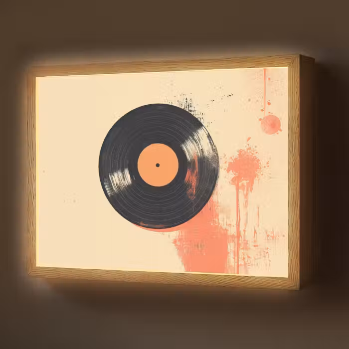 Lightbox - Wandlamp - Vinylplaat - Zwart - Verfspatten - Retro