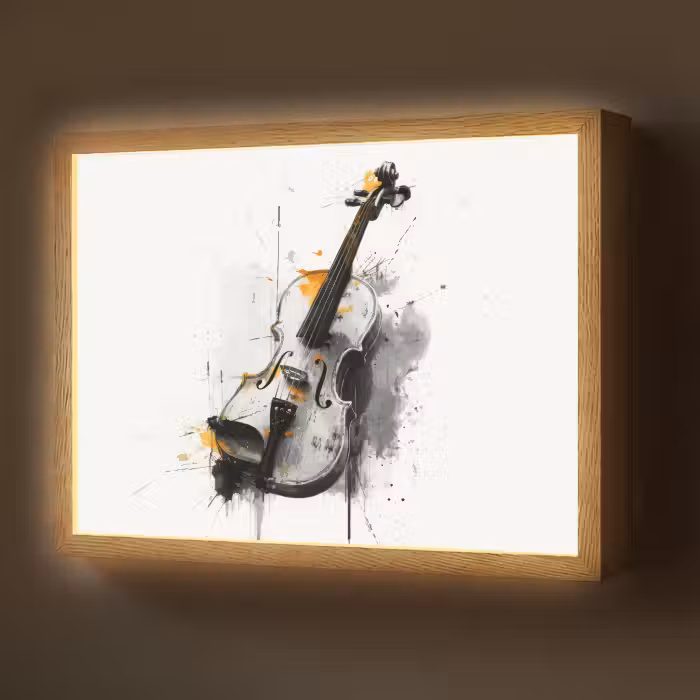 Lightbox - Wandlamp - Viool - Oranje - Zwart - Penseelstreken