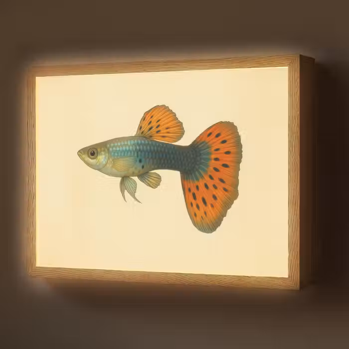 Lightbox - Wandlamp - Vis - illustratie - Stippen - Oranje