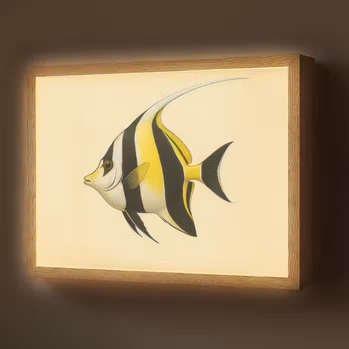 Lightbox - Wandlamp - Vis - Sierlijk - Rugvin - Geel
