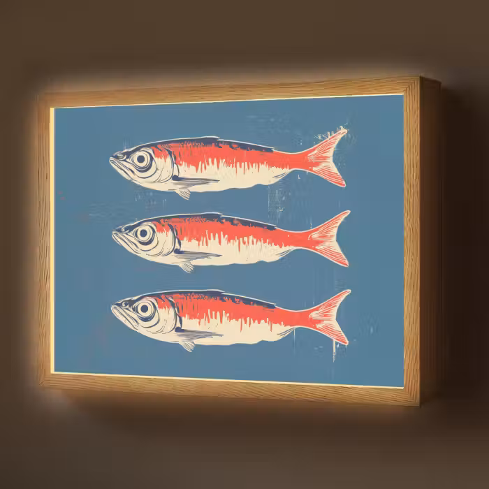 Lightbox - Wandlamp - Vissen - Rood - Blauw