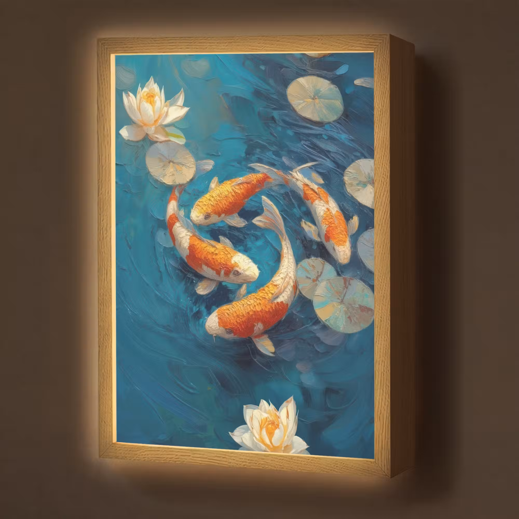 Lightbox - Wandlamp - Vissen - Waterlelies - Oranje - Water