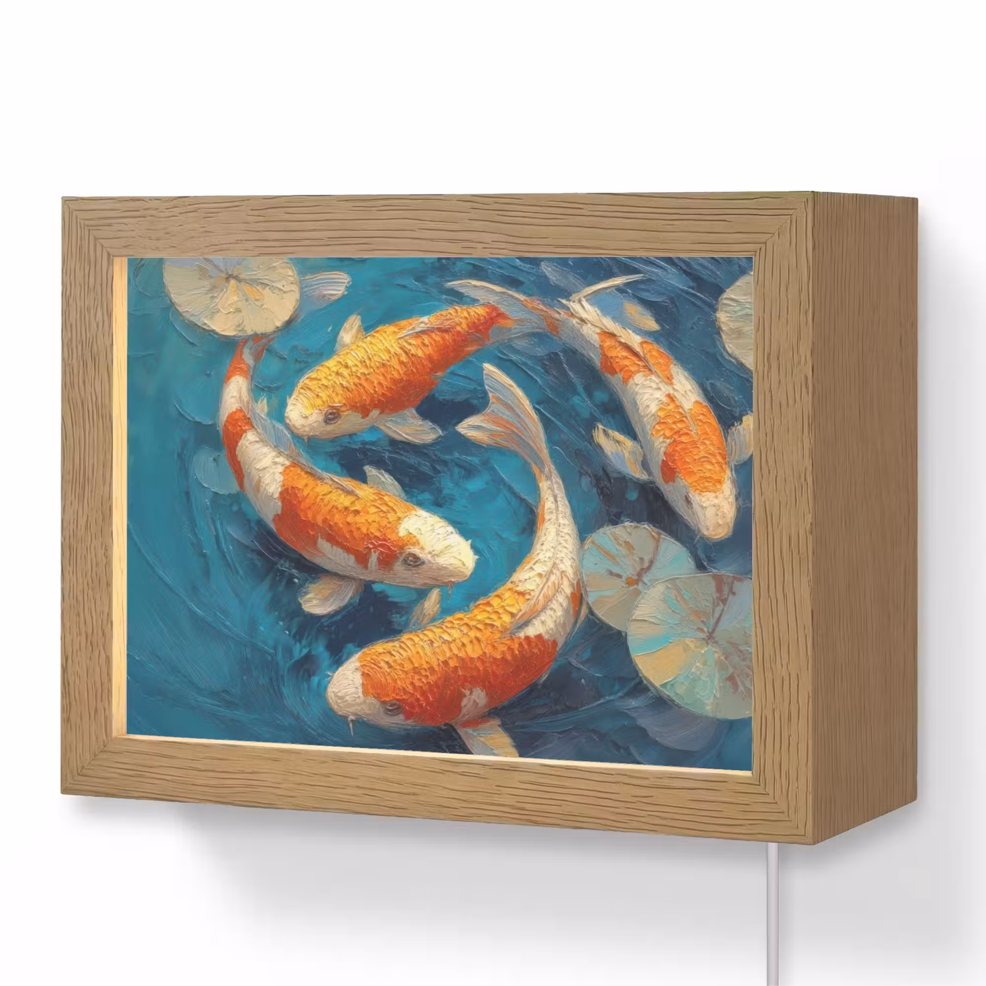 Lightbox - Wandlamp - Vissen - Waterlelies - Oranje - Water
