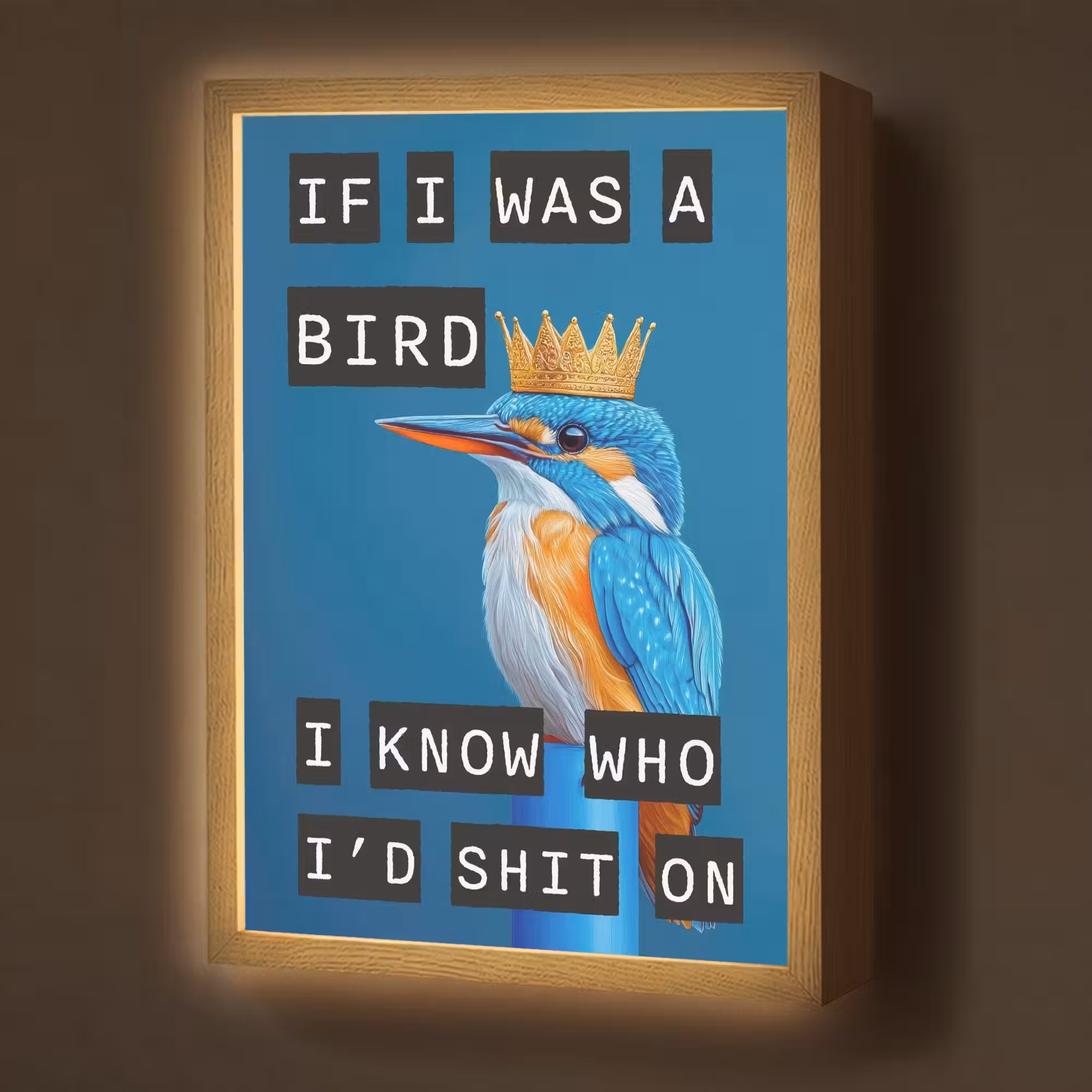 Lightbox - Wandlamp - Vogel - Decoratie - Ijsvogel - Blauw