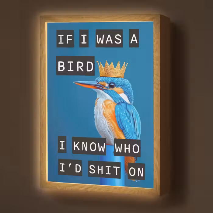Lightbox - Wandlamp - Vogel - Decoratie - Ijsvogel - Blauw